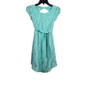 Paper Doll Girl Mint Green Lace Floral Cap Sleeve Special Occasion Dress 12 NWOT